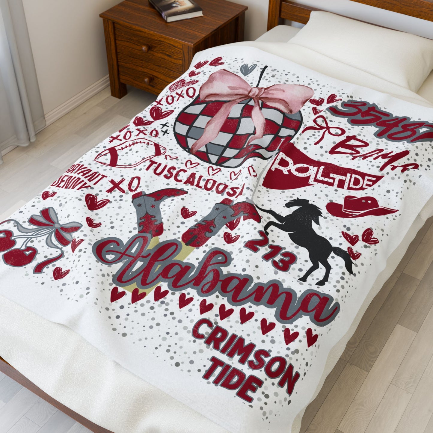 Plush Blanket for Alabama Pride College Fans, Personalized Fleece Throw Gift, University Team Spirit Dorm Bedding, Bama Home Decor,