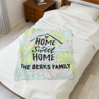 Home Sweet Home Floral Personalized Family Name Blanket