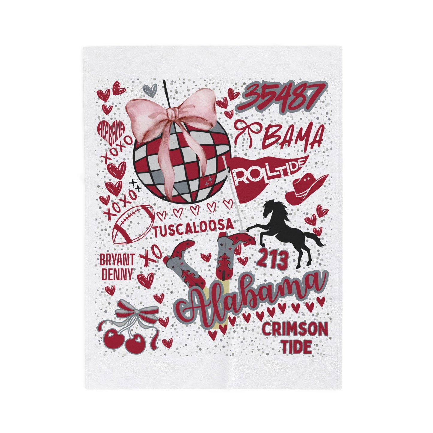 Plush Blanket for Alabama Pride College Fans, Personalized Fleece Throw Gift, University Team Spirit Dorm Bedding, Bama Home Decor,