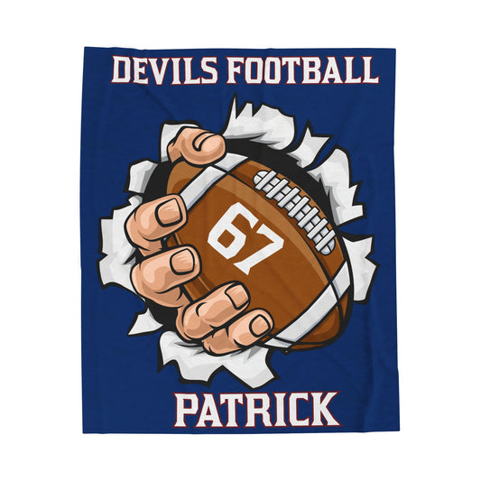 Personalized Football Velveteen Plush Blanket, Custom FootballThrow, Cozy Gift for Football Fans, Team Spirit Decor, Senior Gift