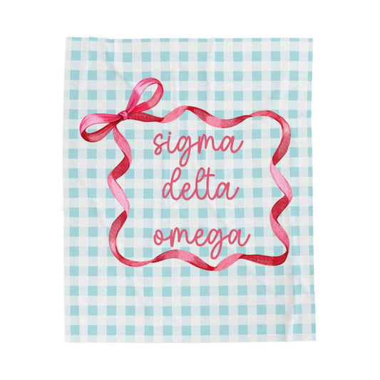 Personalized Sorority gingham and bow Throw, Graduation Gift, Cozy Bedding, Custom College Dorm Decor, Big Little Reveal, sorority gift