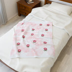 Personalized Velveteen Plush Blanket with Pink Roses - Gift for newborn, nursery decor