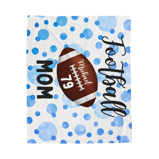 Plush Blanket, Personalized Football Mom Gift, Cozy Mom Blanket, Customizable Throw, ultimae fan, Sports Fan Bedding