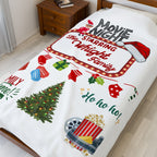 Movie Night Plush Blanket - Snuggle in Style - Holiday Movie Night Throw, Family Christmas Gift, Personalized Cozy Winter Decor, Christmas