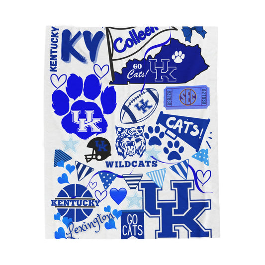 Velveteen Plush Blanket - Custom College Commitment Fan Dorm Blanket, Personalized University Throw, Graduation Gift, School Pride