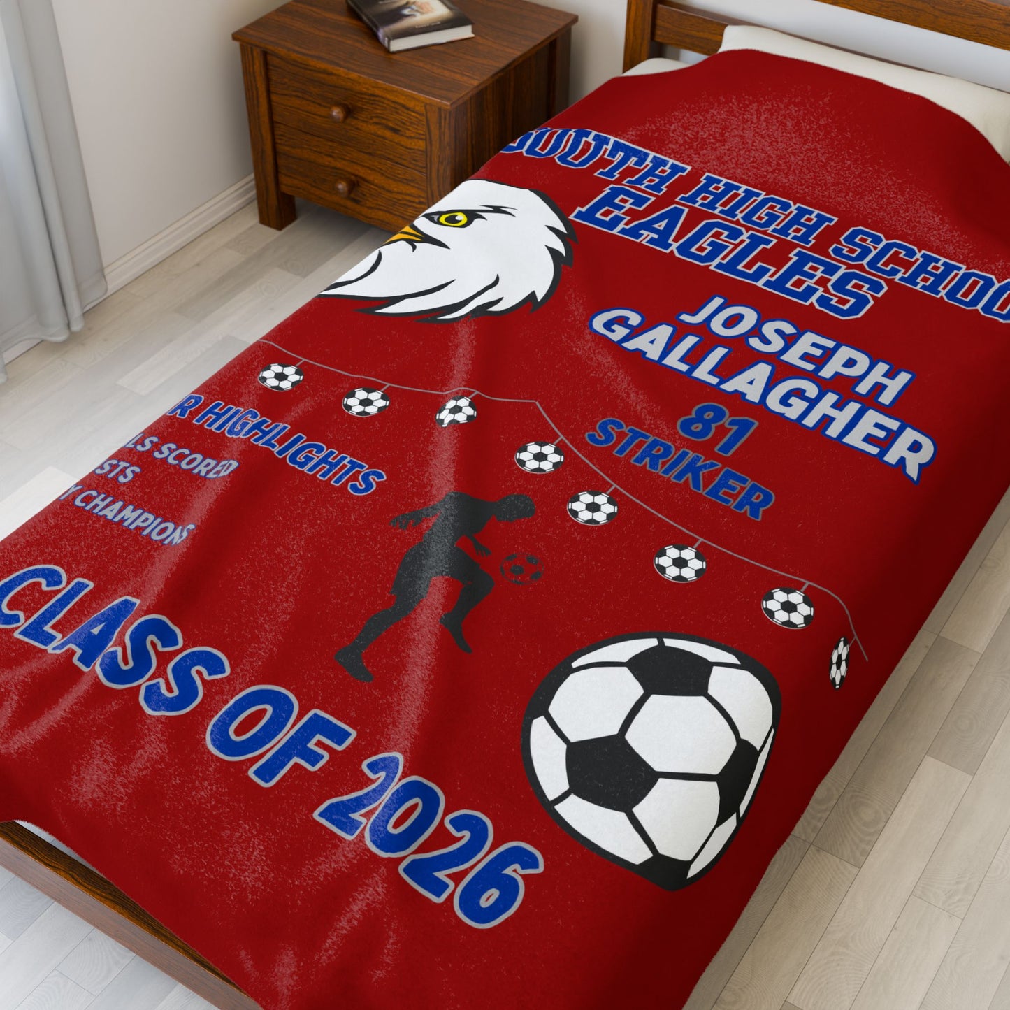 Personalized Senior Night Blanket - Football Basketball Soccer Baseball Softball, Class of 2026, Custom Gift for High School Senior,