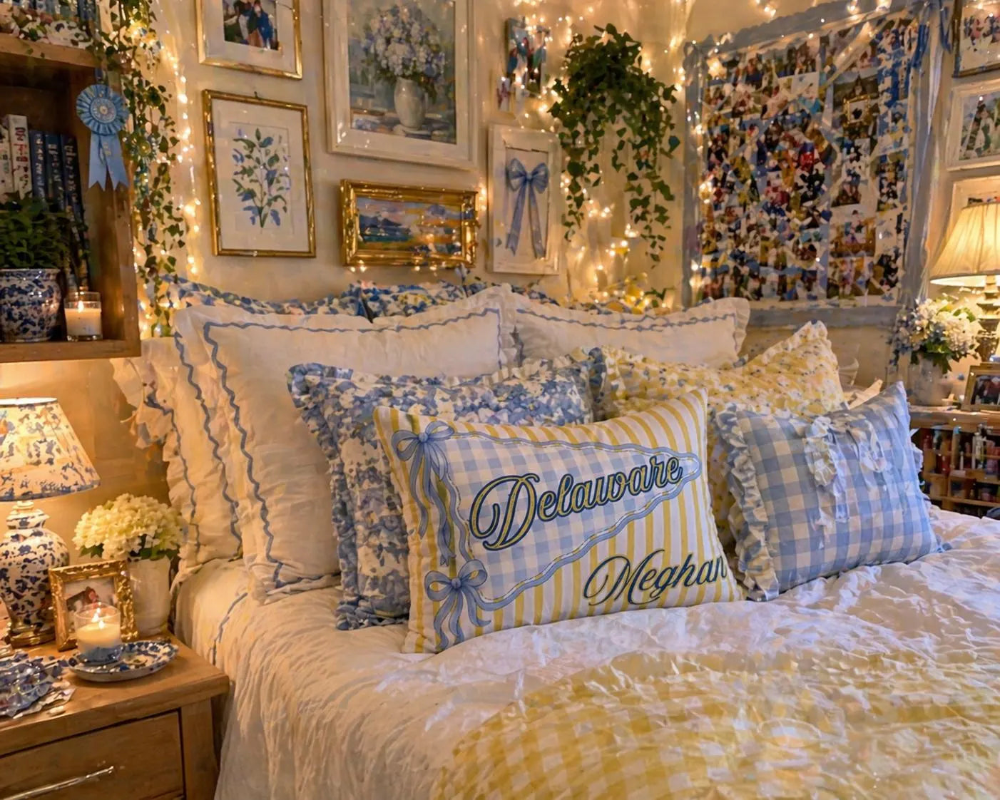Personalized Delaware Pillow | Coquette Dorm Decor